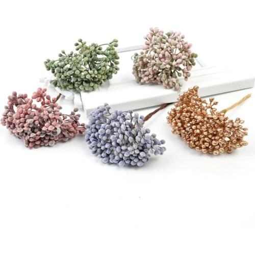 12Pcs/Lot! Mini Plant Berry Artificial Flowers Plant for Home Wreath DIY Scrapbooking Wedding Christmas Decoration 9Colours