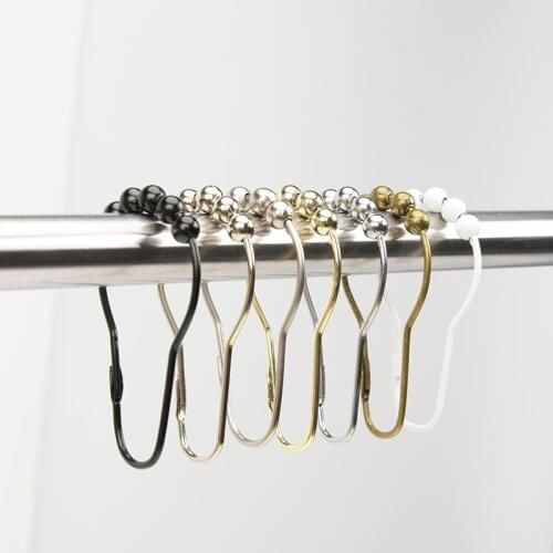 12pcs Shower Rollerball Curtain Ring Shower Curtain Hooks Glide Metal Rings Bathroom Shower Rods Home Window Curtains Hooks