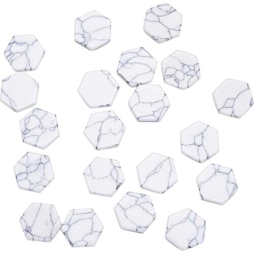 20pcs Synthetic Turquoise Cabochons Hexagon White No Hole Bead Cabochons Charms for Jewelry Making Accessories