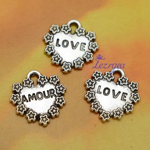 30pcs/lot--16x17mm, heart cham,Antique silver plated love amour Charms ,DIY supplies, Jewelry accessories
