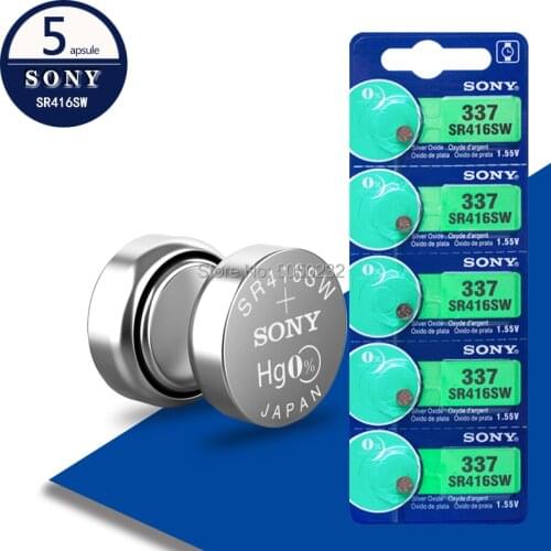 5pcs For Sony 337 SR416SW button cell batteries 1.55V coin Silver Oxide battery LR416 623 D337 V337 SP337 Watch Toy Batteries