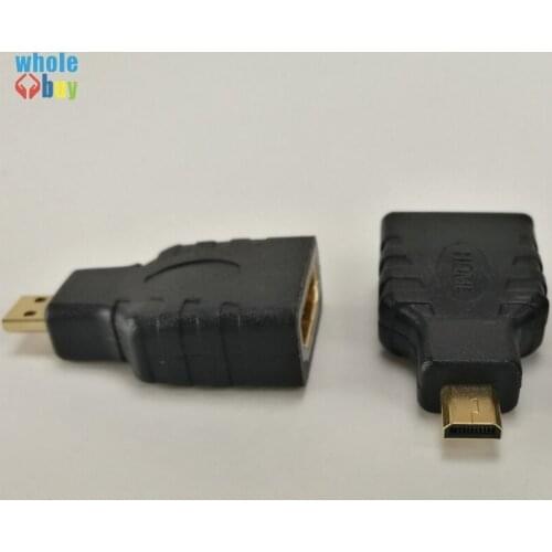 500pcs/lot Universal Micro HDMI To HDMI Cable Converter Adapter Connect To TV LCD HDTV Gold Plated Connection Black