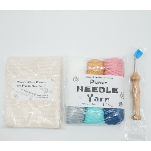 6 Colors DIY Punch Needle Embroidery Yarn with Cloth Soft Milk Cotton Yarn Punch Needle Tool Set Baby Wool Yarn for Knitting