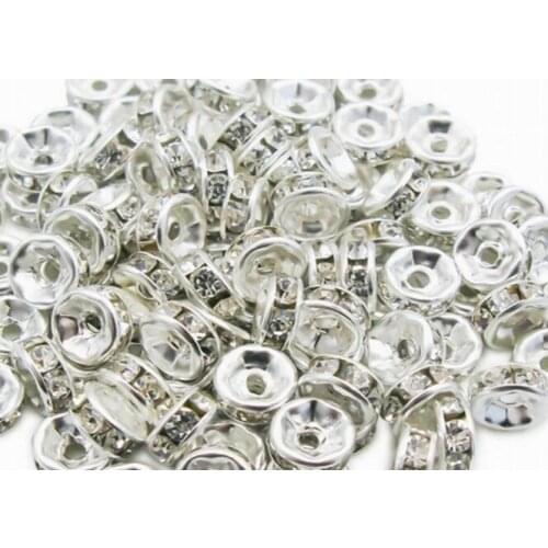6mm 8mm 10mm 12mm 200pcs/lot white Clear mixed multicolor Czech glass Spacer Beads round Metal silver Plated DIY h5365 crystal