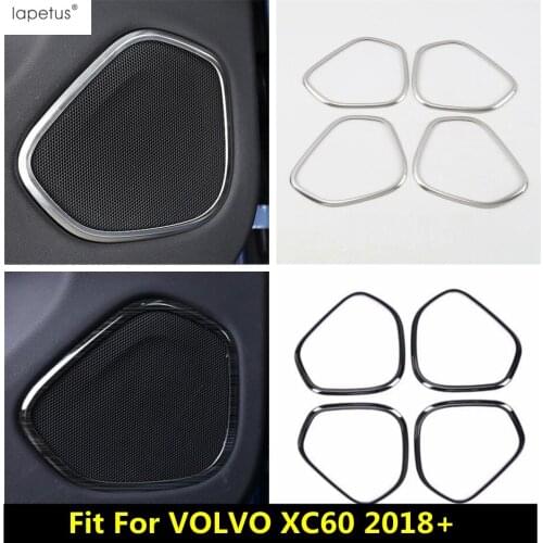 Lapetus Accessories Fit For VOLVO XC60 2018 - 2021 Inner Door Stereo Speaker Loudspeaker Audio Sound Molding Cover Kit Trim