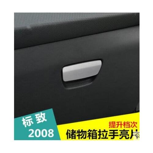 Car Styling Stainless Steel The Glove Box Handle Light Cover Case Stickers for Peugeot 2008 2014 Accessories