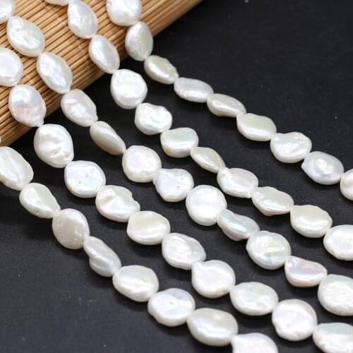 Natural Freshwater Pearl Beads For DIY Jewelry Making Necklaces Bracelets Earrings Special-Shaped Baroque Thick Button 12-13mm