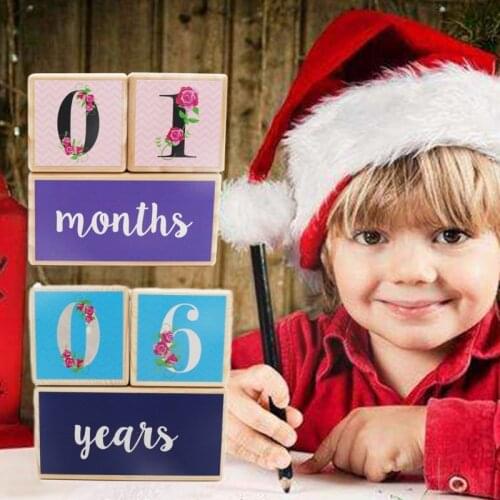 1 Set Wooden Baby Age Milestone Blocks, Set of 3 Blocks, Keepsake Baby Photo Prop for Social Media Sharing, New Parents Gifts