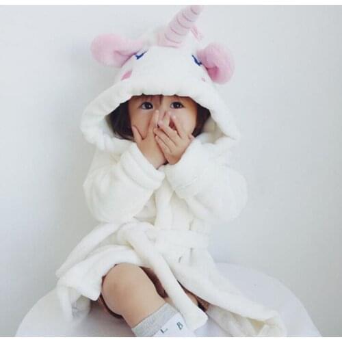 Babies Pajamas Robe Cartoon Hoodies Autumn Winter Girls Boys Sleepwear Bath Towels Kid Soft Bathrobe Pajamas Childrens Clothing