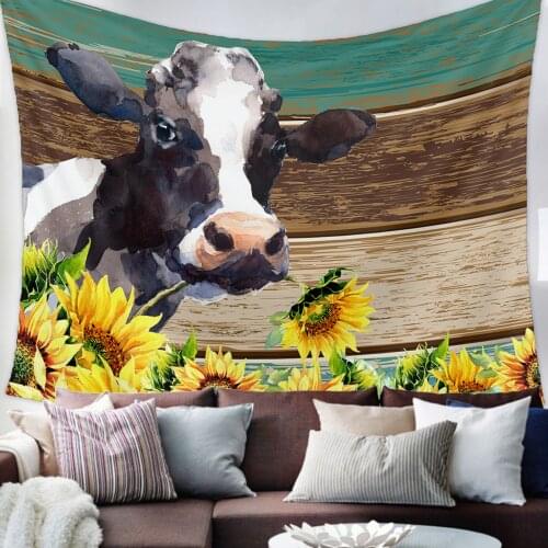 Idyllic Farm Cow Sunflower Tapestry Wall Hanging Living Room Decor Wall Hanging Tapestry Yoga Mat Home Decor Art