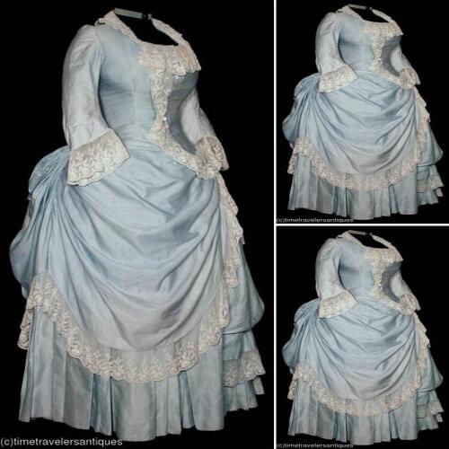 Historical!Blue Vintage Costumes Victorian Dresses 1860s Scarlett Civil War Southern Belle dress Halloween dresses US4-36 C-881