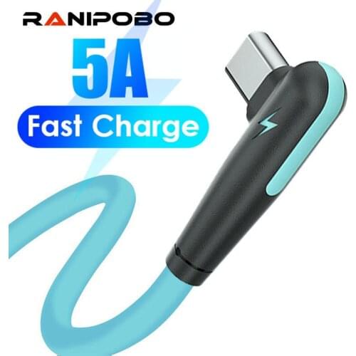90 Degree USB Type C Liquid Cable Fast Charging Mobile Phone Charger USB-C Data Cord For Samsung S21 Xiaomi mi 11 Redmi Huawei