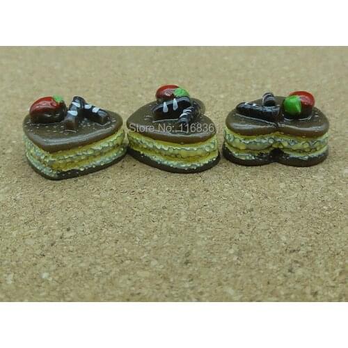 1pcs/lot resin brown chocolate strawberry cake 14mm Cabochons Scrapbooking Hair Bow Center Card Frame Making Craft DIY B005-10