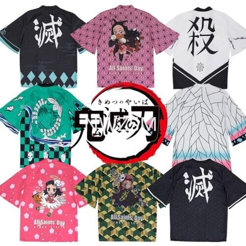 Anime Demon Slayer Kimetsu No Yaiba Haori Kimono Cosplay Costume Agatsuma Zenitsu Tomioka Giyuu Summer Costumes Coat Shirt