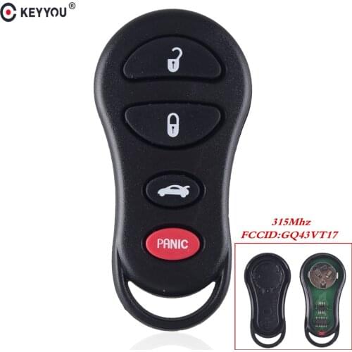 KEYYOU 3+1 4 Button Remote Car Key Fob 315Mhz For Jeep Dodge 2002 2003 2004 2005 Caravan Dakota Durango Chrylser GQ43VT17T