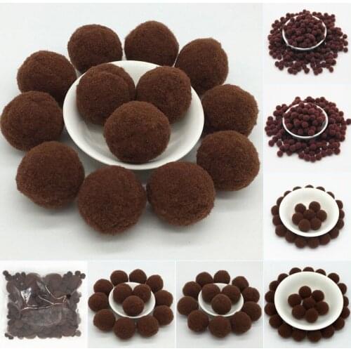 Coffee Pompoms 8/10/15/20/25/30mm Fur Plush Ball Craft DIY Soft Pompon Wedding Home Garment Sewing on Cloth Accessories 20g
