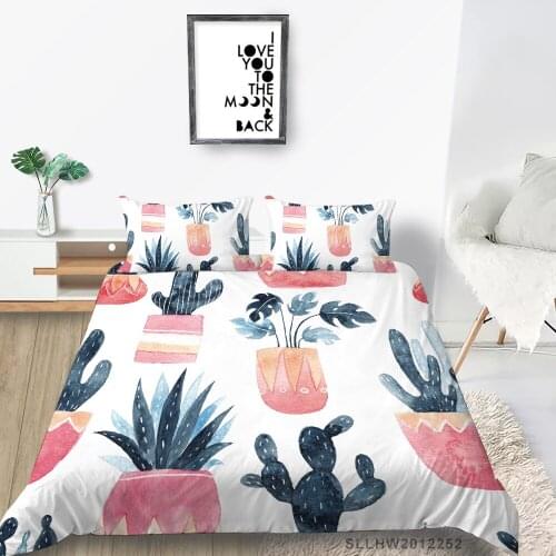 Potted Plants Bed Set Aloe Creative Elegant Duvet Cover Cactus Double Twin Single Queen King Monstera Bedding Set For Girls