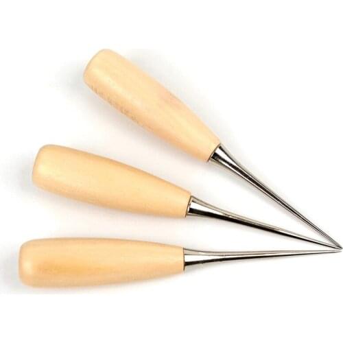 High Quality 1PC Leather Wood Handle Awl Tools For Hand Stitcher Stitching Sewing 12cm