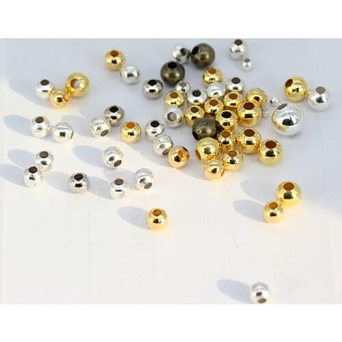 200p 2-8mm Round Metal Beads Smooth Ball Loose Spacer Beads For braid rings Jewelry Making DIY Bracelet earring Charms accessory
