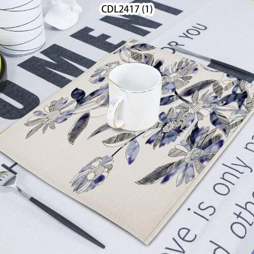 Vegetation Flower Pattern Plant Printing Terry Cloth Home Decoration Table Mat Cloth Tea Coaster 42*32 Servilletas Placemats