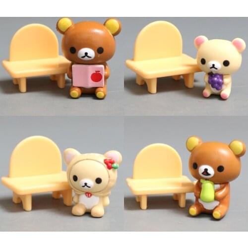 Cute Rilakkuma Korilakkuma Bear Miniature Chair Set Doll House Accessories Dollhouse Furniture Kids Toys for Girls Children Gift
