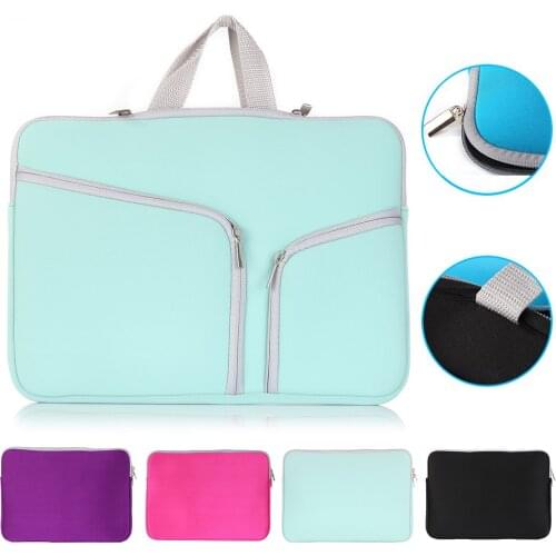 Soft Laptop Bag Sleeve for MacBook 11 12 13 13.3 15 15.4 inch Air Pro Retina Laptop Case Cover Double Pocket Zip Handbag