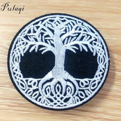 Pulaqi Life Tree Stripe Rock Patches For Clothes Punk Patch Iron On Patches For Clothing Badges For Backpack Applique Stickers F