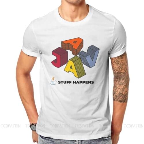 Linux Operating System Tux Penguin Pure Cotton TShirt Java Stuff Happens Elegant T Shirt Oversized Men Clothes New Design