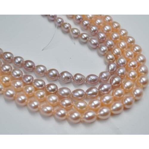 Wholesale 4 strands 7-8mm pink & purple rice freshwater pearl strands