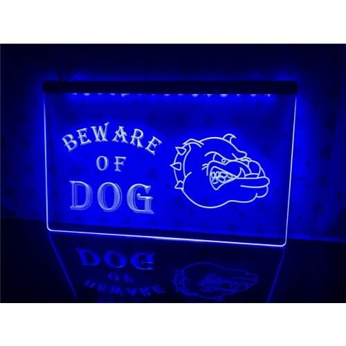 I041- Beware Of Dog Shop Neonschild Led Light Sign