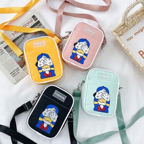 Disney cartoon duck print casual childrens small bag cute PU one-shoulder messenger bag boys and girls change accessory bag