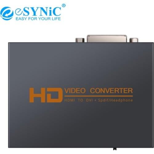 ESYNiC HDMI To DVI Audio Converter Optical TOSLINK SPDIF 3.5mm Jack Digital to Analog Audio Converter Video Adapter For PS3