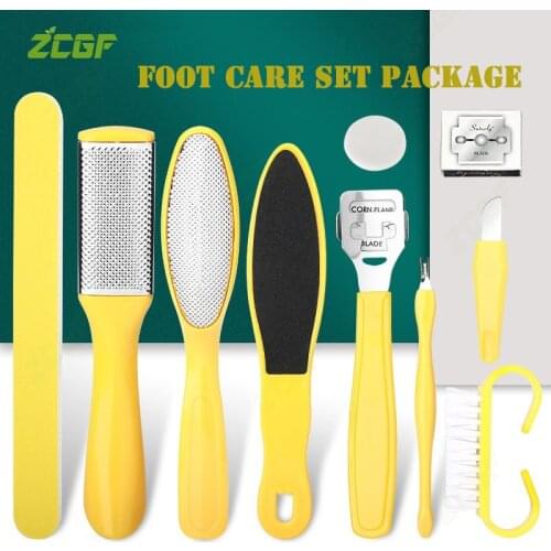 10/8 In 1 Professional Foot Care Kit Stainless Steel Foot Rasp Foot Dead Skin Remover Clean Toenail Care Set Pedicure Tools Set