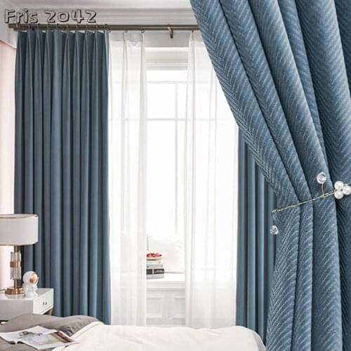 Simple European Modern Chinese Curtain Nordic Mink Black-out Curtains for Living Dining Room Bedroom