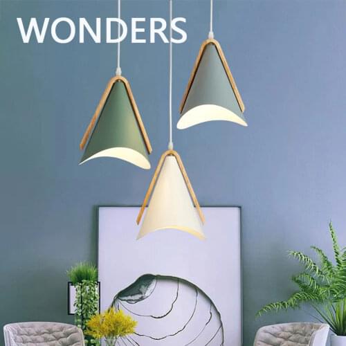 New nordic led E27 wood iron customization pendant lights iron home improvement lamp dining room bedroom hanglamp pendant lamp