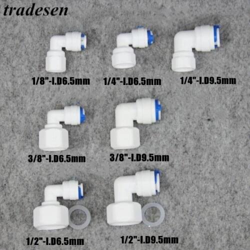 1pcs RO Water Plastic Pipe Fitting Elbow 1/8“ 1/4" 3/8" 1/2” Female to I.D6.5mm I.D9.5mm Reverse Osmosis System Quick Coupling