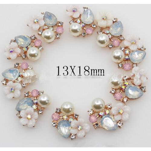 10pcs Oval Alloy Flower Plate Diamond Button Buckle Jewelry Accessor Diy Silver Crystal Wedding Decor Rhinestone Buttons Snap