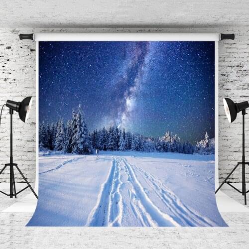 VinylBDS 10X10FT Winter Photography Backdrop Snow Blue Sky Cedar Studio Camera Background Backdrop