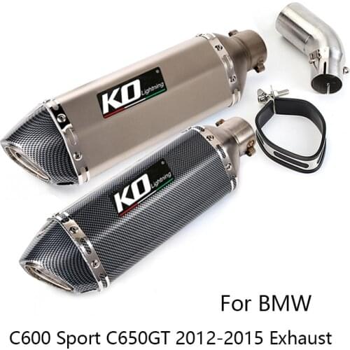 For BMW C600 Sport C650GT 2012-2015 Exhaust Pipe Motorcycle Mid Link Tube Slip On 51mm Muffler Escape with Removable DB Killer