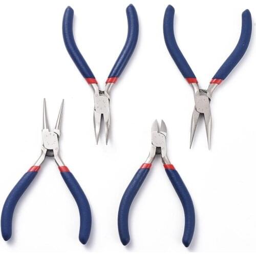 Jewelry Pliers Sets Ferronickel Carbon-Hardened Steel Side Cutting Round/Bent/Long Chain Nose Pliers DIY Making Jewelry Tools