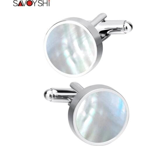 SAVOYSHI Brand Jewelry Newest Fashion Design Luxury Shell Cufflinks for Mens Shirt cuff buttons High Quality Cufflinks