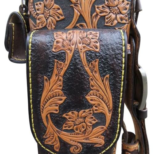 JF6-AB006 Billiard 6 Holes Case 2B4S Genuine Leather Case Handmade Top 90*13*10cm Oval Embroidery Bag Billiard Accessories