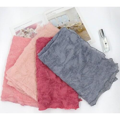 2019 Autumn Cotton Wrinkle Solid Color Scarves Shawls Wrap Women Soft Muslim Crumple Crinkle Scarf Hijab 4 Color Free Shipping