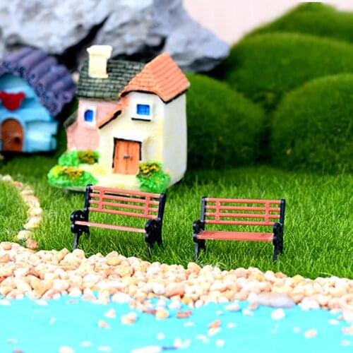 1PCS Model Mini Park Bench Garden Ornament Miniature Landscape Garden Decorative Ornament Craft DIY Figurines Landscape