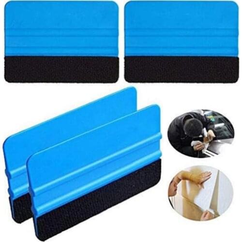 1Pc Blue Carbon Fiber Window Ice Remover Cleaning Wash Car Scraper With Felt Squeegee Tool Auto Styling Film Wrapping Car Wash