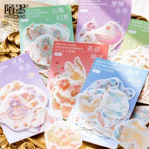 1 Pack (45 pcs ) Cute Starry Flower Elves Golden Glitter Decorative Stickers Bullet DIY Sticker