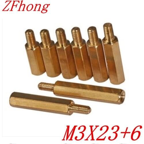 100PCS M3 x 23+6 M3*23 male to female brass standoff spacer