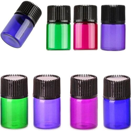 10 X 1ml 2ml 3ml 5ml Empty Mini Colorful Glass Perfume Sample Bottle Small Essential Oil Liquid Vials With Hole Insert