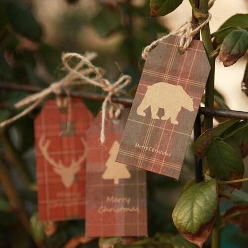 20Pcs/Set Vintage Kraft Paper Christmas Label Card Xmas Greeting Card Wish Card Birthday Party Gift Card