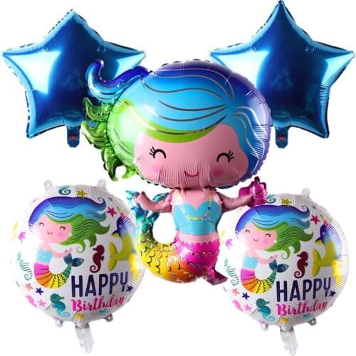 5pcs New Mermaid Foil Balloon kid toys mermaid balloons Birthday Party Girl Gift of Cartoon Helium Ballon